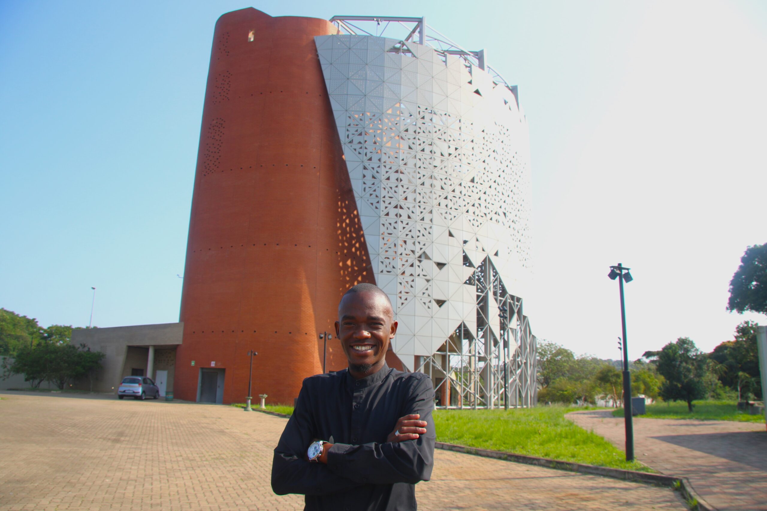 Gcinokuhle Kenneth Dube outside uMkhumbane Cultural and Heritage Museum