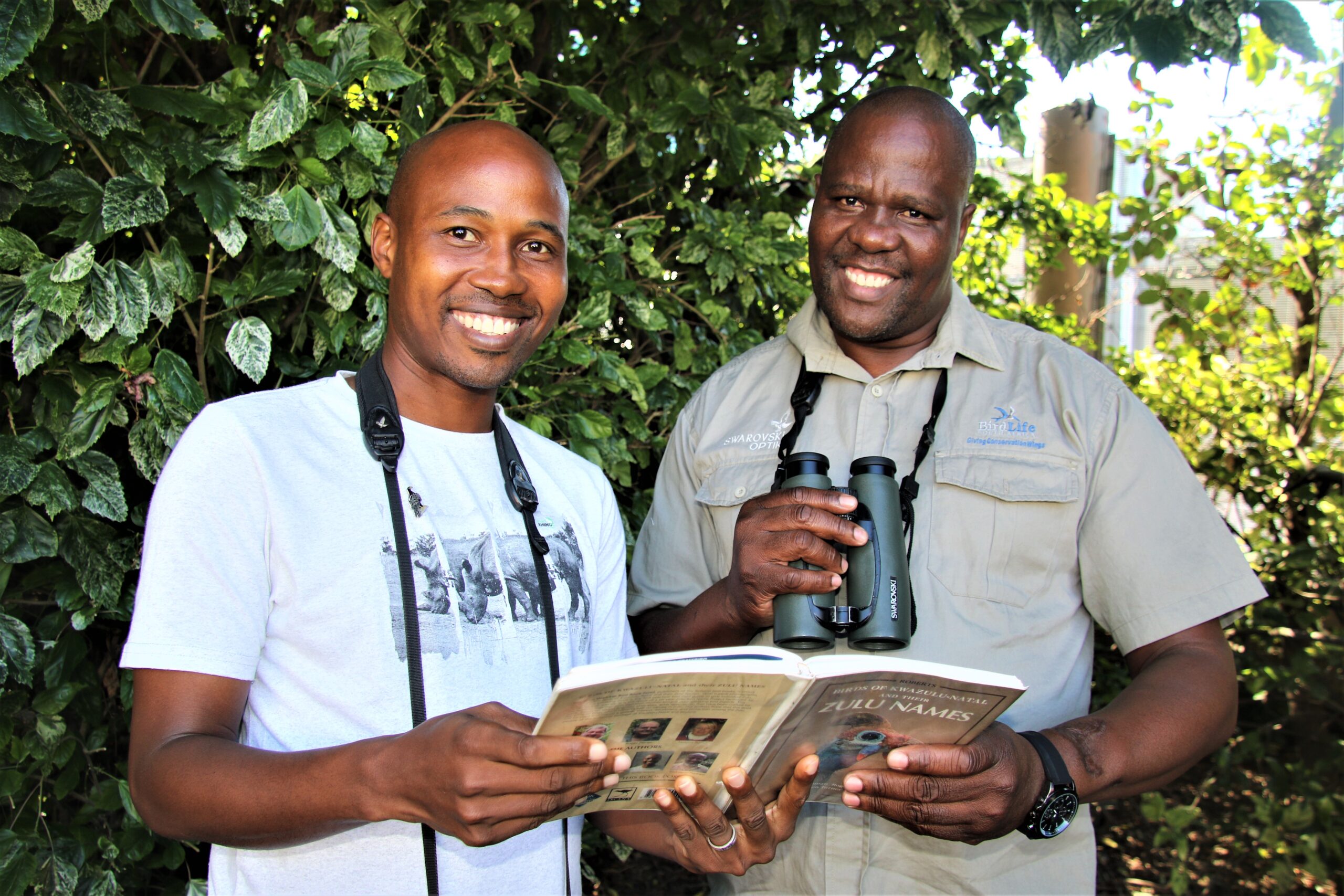 Junior Gabela (left) and Sakamuzi Mhlongo of Sakamuzi Bird Guides in Eshowe